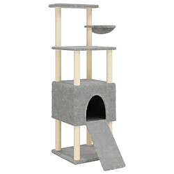 Helloshop26 Arbre à chat meuble tour grimper jouet grattage grattoir escalade plateforme avec griffoirs en sisal clair 153 cm gris 02_0022574