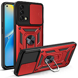 Coque en TPU anti-chocs avec béquille, rouge pour votre Oppo A74 4G