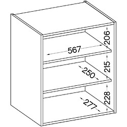 Tbs Meuble haut 2 portes battantes - Décor chene sonoma - L 60 cm x P 31,6 x H 72 cm - LASSEN pas cher