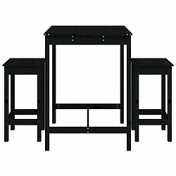 Acheter Maison Chic Table de bar et chaises d'extérieur 3 pcs,Ensemble de bar de jardin pour relax noir bois de pin massif -GKD128766