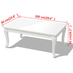 Maison Chic Table basse,Table Console Table d'appoint, Table pour salon 100 x 60 x 42 cm Laquée Blanc -MN53447 pas cher