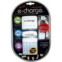 E-Charge kit Chargeur nomade multi-appareil 3 en 1 4 AA NiMH 2000 mAh