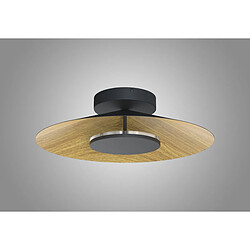 Inspired Plafonnier rond 55cm, LED 24W, 3000K, 1680lm, Bois/Noir, 3 ans de garantie