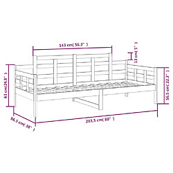 vidaXL Lit de jour sans matelas blanc bois de pin massif 90x200 cm pas cher