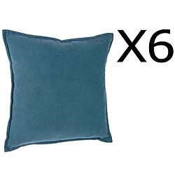 Lot de 6 coussins en polyester coloris bleu orage - Dim : L.45 x l.45 cm -PEGANE