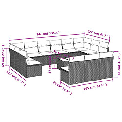 Avis Maison Chic Salon de jardin avec coussins 14 pcs | Ensemble de Table et chaises | Mobilier d'Extérieur gris résine tressée -GKD29169