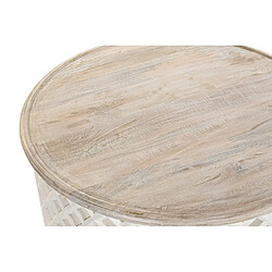 Acheter Pegane Table d'appoint en bois de manguier coloris blanc et naturel - diamètre 81 x hauteur 45 cm