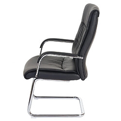 Avis Decoshop26 Fauteuil de bureau sans roulettes chaise de conférence avec accoudoirs en PVC noir 04_0001927