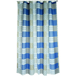 MSV Rideau de douche Polyester CERAMIQUE 180x200cm QUALITÉ PREMIUM Bleu - Anneaux inclus