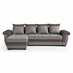 Mes Canapé d?angle reversible et convertible en tissu gris et PU marron