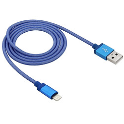 Wewoo Câble bleu pour iPhone X / 8 & 8 Plus / 7 & 7 Plus / 6 & 6s & 6 Plus & 6s Plus / iPad 1m Net Style Haute Qualité Métal Tête Lightning à USB Données / Chargeur Câble,