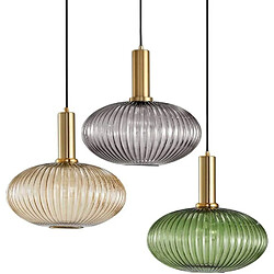 Lampe suspendue moderne, suspension en verre ambré avec douille de suspension en cuivre doré