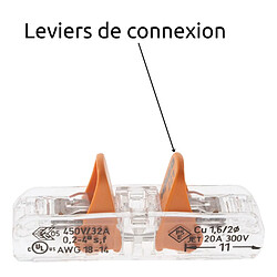 Lot de 10 bornes à levier S221 In Line - conducteurs souples et rigides 4mm² - Wago