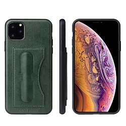 Wewoo Coque Souple Fierre Shann Étui de protection en cuir à couverture totale avec support et fente pour carte iPhone 11 vert