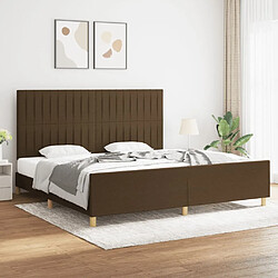 Maison Chic Cadre/structure de lit avec tête de lit pour adulte - Lit Moderne Chambre Marron foncé 200x200 cm Tissu -MN58746