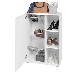 Pegane Armoire à chaussures, meuble à chaussures avec 1 porte coloris blanc - longueur 68 x profondeur 36 x hauteur 97 cm