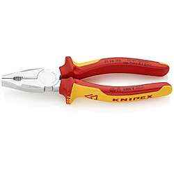 KNIPEX 01 06 190 Pince universelle chrome-vanadium chromée isolées par gaines bi-matière, certifiées VDE 190 mm