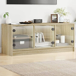 vidaXL Meuble TV avec portes en verre chêne sonoma 102x37x42 cm