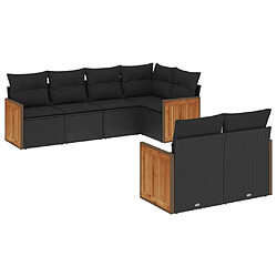 Maison Chic Ensemble Tables et chaises d'extérieur 7pcs avec coussins,Salon de jardin noir résine tressée -GKD401708