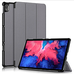 Etui en PU sommeil et réveil automatique à trois volets avec support gris pour votre Lenovo Tab P11 TB-J606F