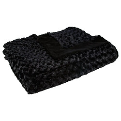 Atmosphera, Createur D'Interieur Plaid en imitiation fourrure à boucles en polyester - 230x180cm - Noir