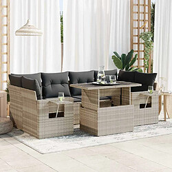 vidaXL Salon de jardin avec coussins 7 pcs gris clair résine tressée