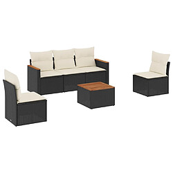 Maison Chic Salon de jardin 6 pcs avec coussins | Ensemble de Table et chaises | Mobilier d'Extérieur noir résine tressée -GKD22550