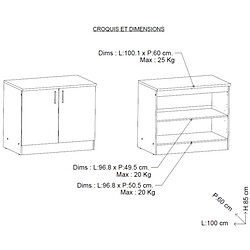 Acheter Dansmamaison Meuble bas de cuisine 100 cm Blanc/Chêne - ABINCI