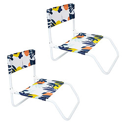 Toilinux Lot de 2 Chaises de plage pliante Rio - Bleu, Orange et Jaune