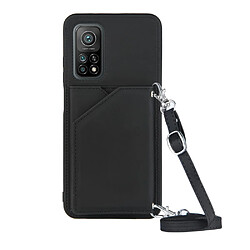 Coque en TPU + PU Peau caoutchoutée avec support et porte-cartes noir pour votre Xiaomi Mi 10T 5G/10T Pro 5G