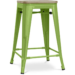 ICONIK INTERIOR Tabouret Stylix - 61 cm - Métal et bois clair Vert clair