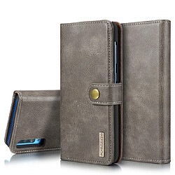 Wewoo Housse Coque Etui en cuir Crazy Horse Texture Flip détachable magnétique avec support et fentes pour cartes et portefeuille Galaxy A70 Gris