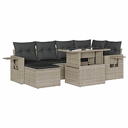 vidaXL Salon de jardin avec coussins 7 pcs gris clair résine tressée