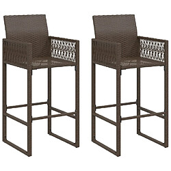 vidaXL Tabourets de bar de jardin lot de 2 marron résine tressée