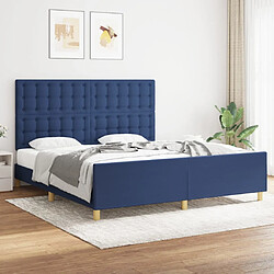 vidaXL Cadre de lit sans matelas bleu tissu