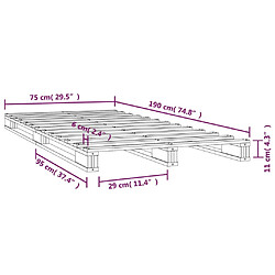 vidaXL Lit de palette sans matelas gris bois massif pas cher