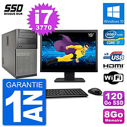 PC Dell 3010 MT Ecran 19" i7-3770 RAM 8Go SSD 120Go HDMI Windows 10 Wifi - Occasion