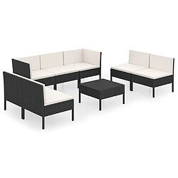 vidaXL Salon de jardin 8 pcs avec coussins résine tressée noir