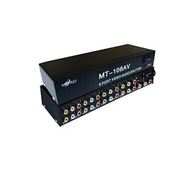 Kalea-Informatique Splitter AUDIO Stereo + VIDEO Composite - 8 Ports Amplifie un signal stéréo et/ou video et le duplique 8 fois