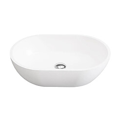 Vente-Unique Vasque de salle de bain ovale en solid surface - Blanc - 58 cm - SENGLI