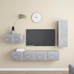 vidaXL Ensemble de meubles TV 4 pcs Gris béton Bois d'ingénierie