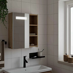 Maison Chic Armoire de salle de bain,Meuble de rangement,Meuble haut à miroir avec LED chêne 45x13x52 cm -GKD251464