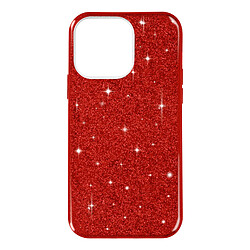 Avizar Coque iPhone 14 Pro Paillette Amovible Silicone Semi-rigide Rouge