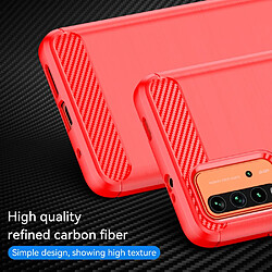 Coque en TPU anti-rayures, texture en fibre de carbone rouge pour votre Xiaomi Poco M3/Redmi 9 Power/Note 9 4G (Qualcomm Snapdragon 662)/Redmi 9T