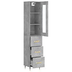 Avis vidaXL Buffet haut Gris béton 34,5x34x180 cm Bois d'ingénierie