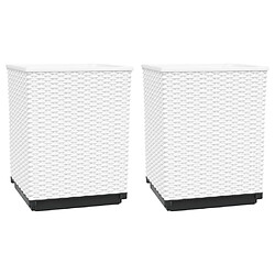 vidaXL Jardinières 2 pcs blanc 30x30x37 cm polypropylène