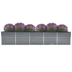 Maison Chic Jardinière,Lit surélevé de jardin - Bac à fleurs - pot de fleur Acier galvanisé 400x80x45 cm Gris -GKD67024