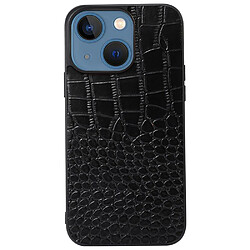 Coque en cuir véritable anti-rayures, texture crocodile noir pour votre iPhone 13 mini 5.4 pouces