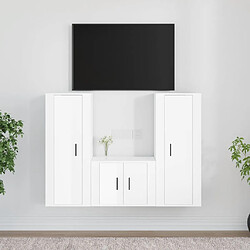 vidaXL Ensemble de meubles TV 3 pcs Blanc brillant Bois d'ingénierie