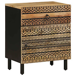 vidaXL Table de chevet noir 50x33x60 cm bois de manguier massif brut